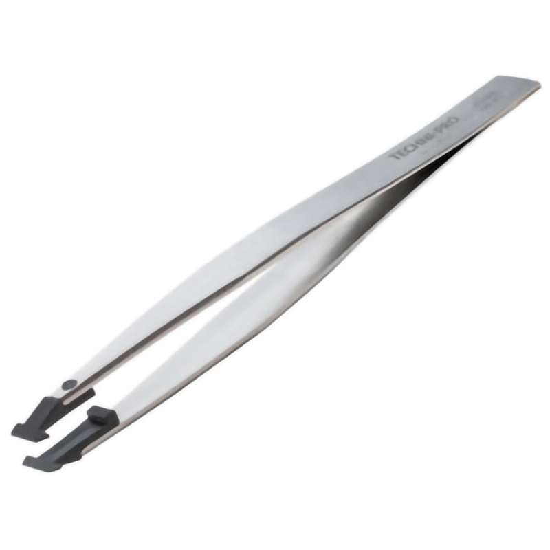 ESD Plastic Tip Tweezers, Style 252, Carbon fiber Tips, Wide, short, 4.6"